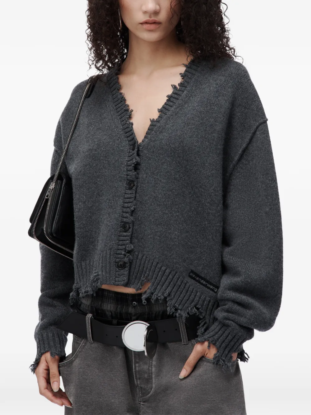Alexander Wang grunge V-neck cardigan Grijs