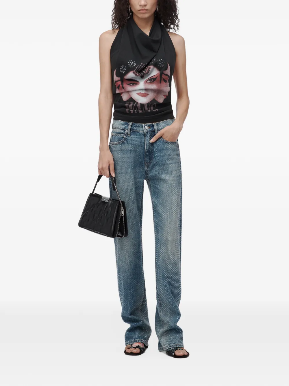 Alexander Wang halter top w hotfix graphic Zwart