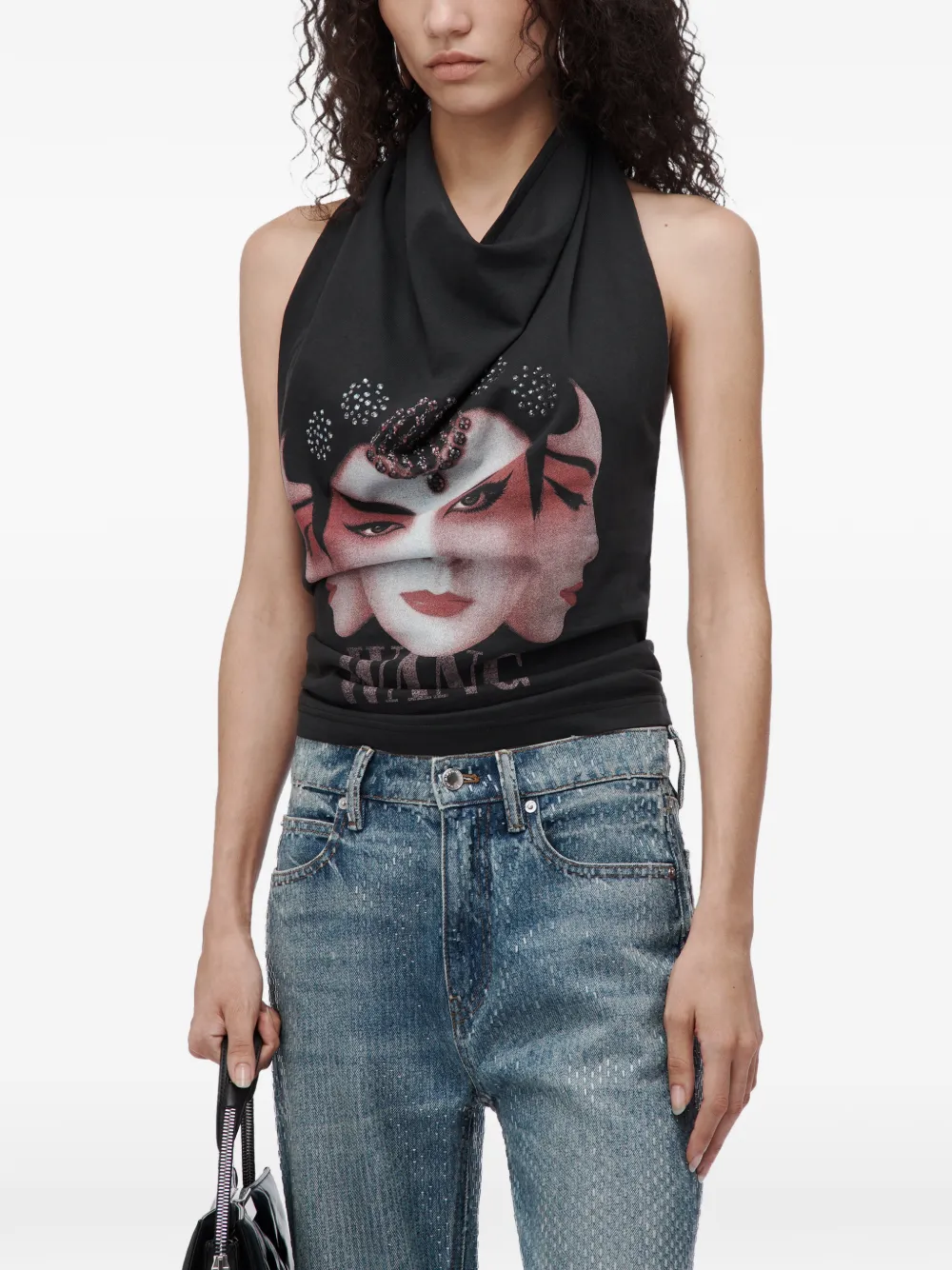 Alexander Wang halter top w hotfix graphic Zwart