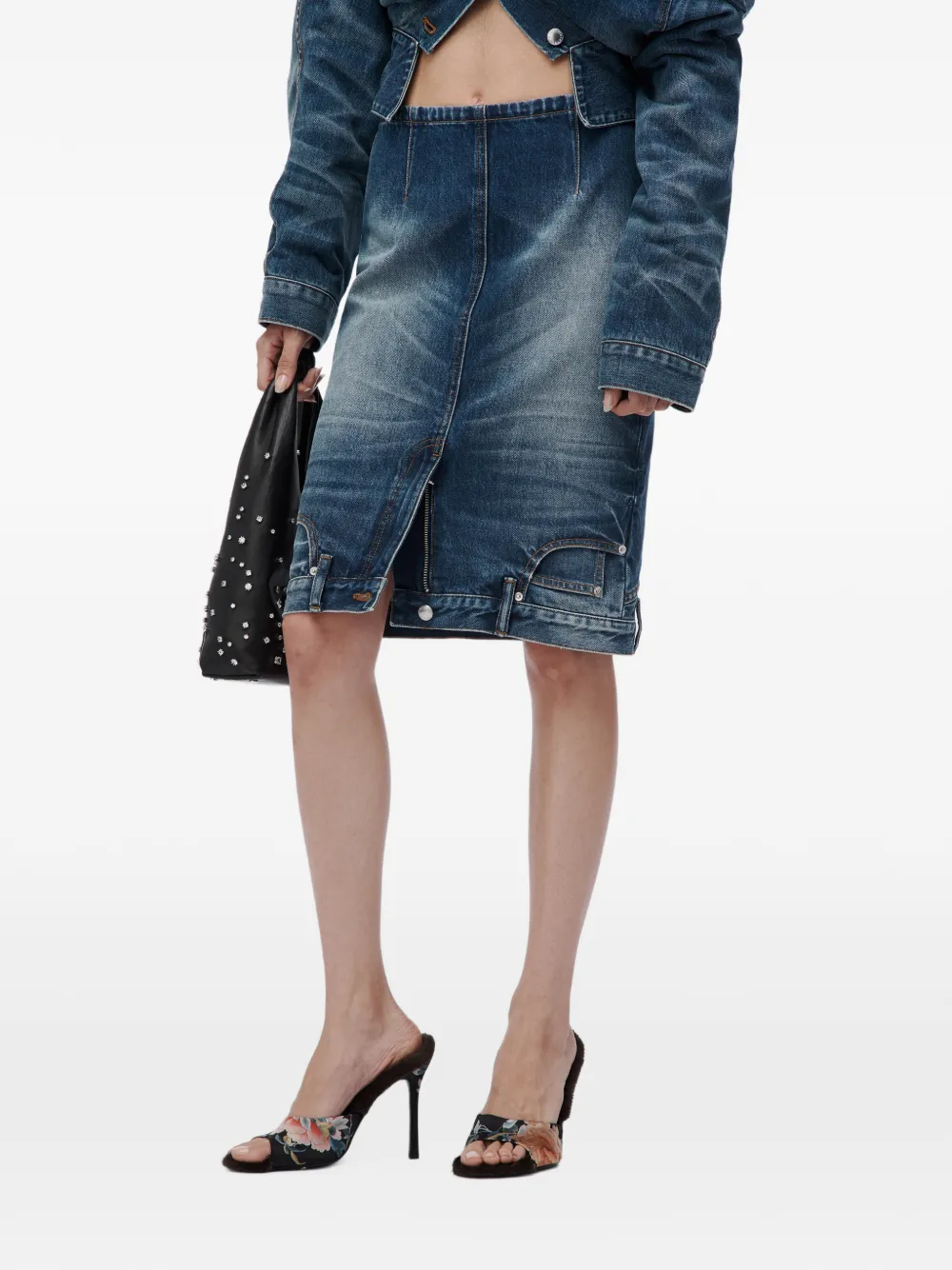 Alexander Wang upside down denim pencil skirt Blauw