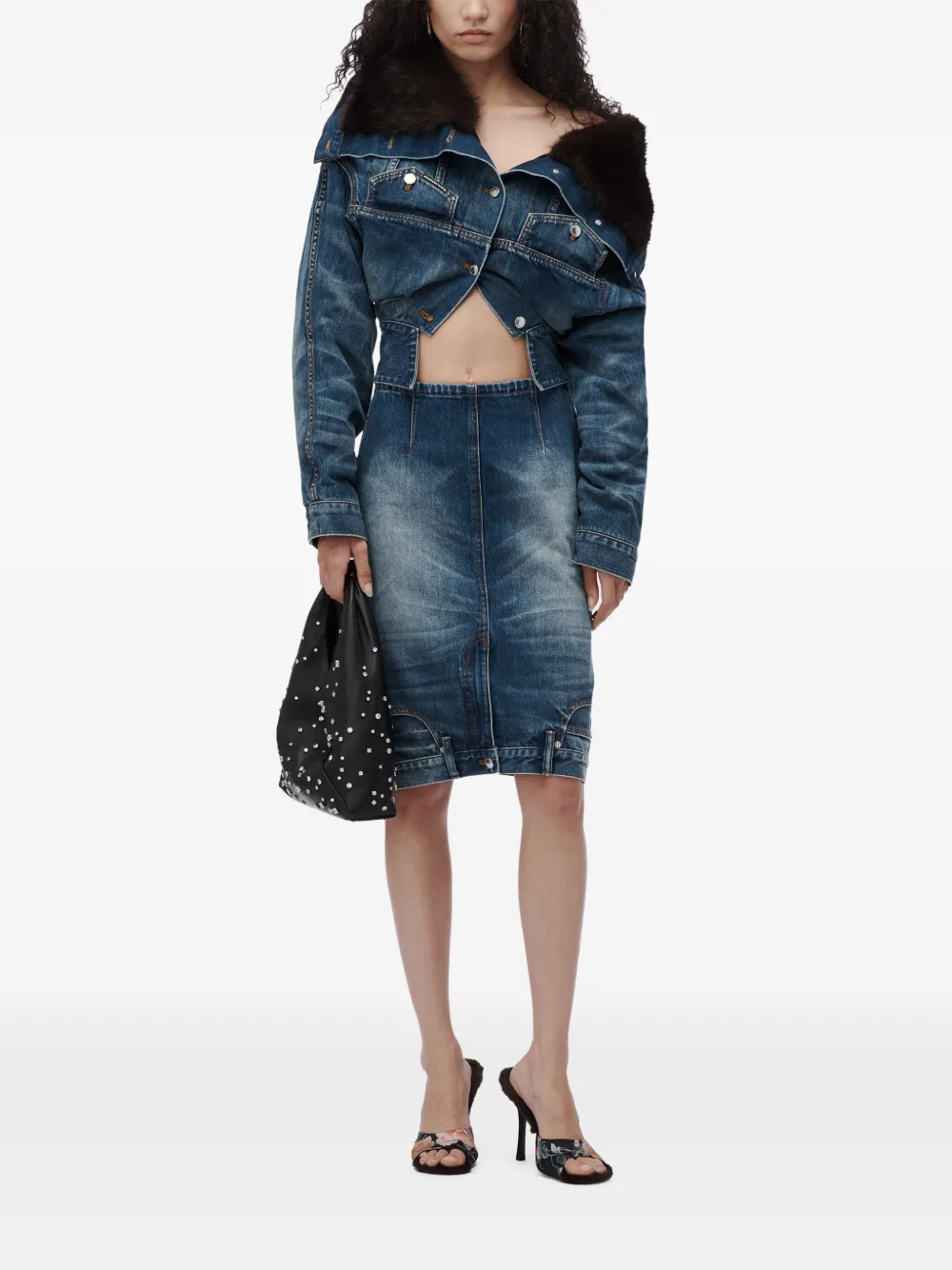 Alexander Wang upside down denim pencil skirt Blauw
