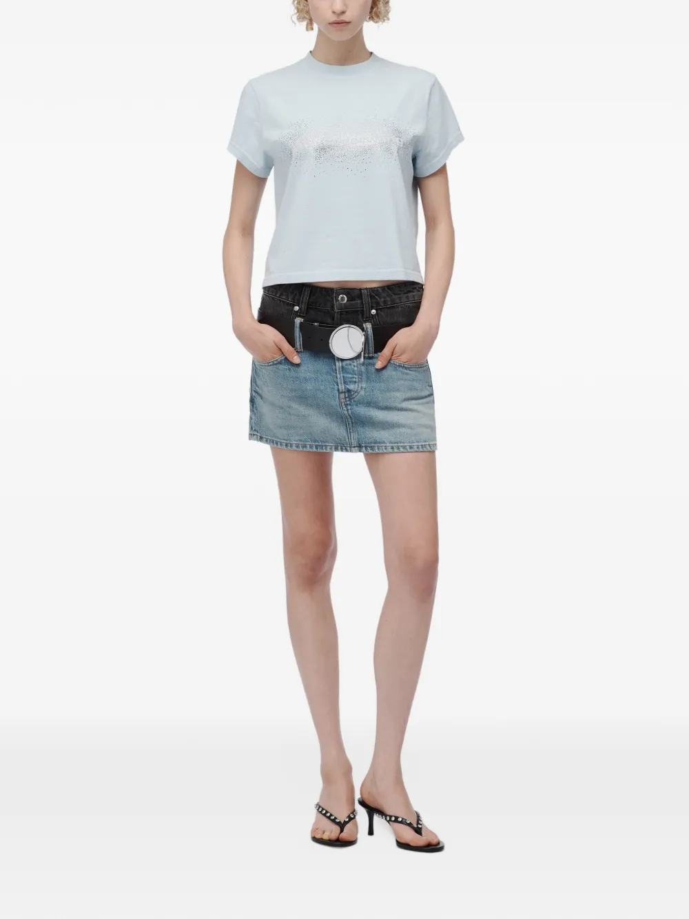 Alexander Wang Shrunken ss T-shirt w hotfix logo Blauw
