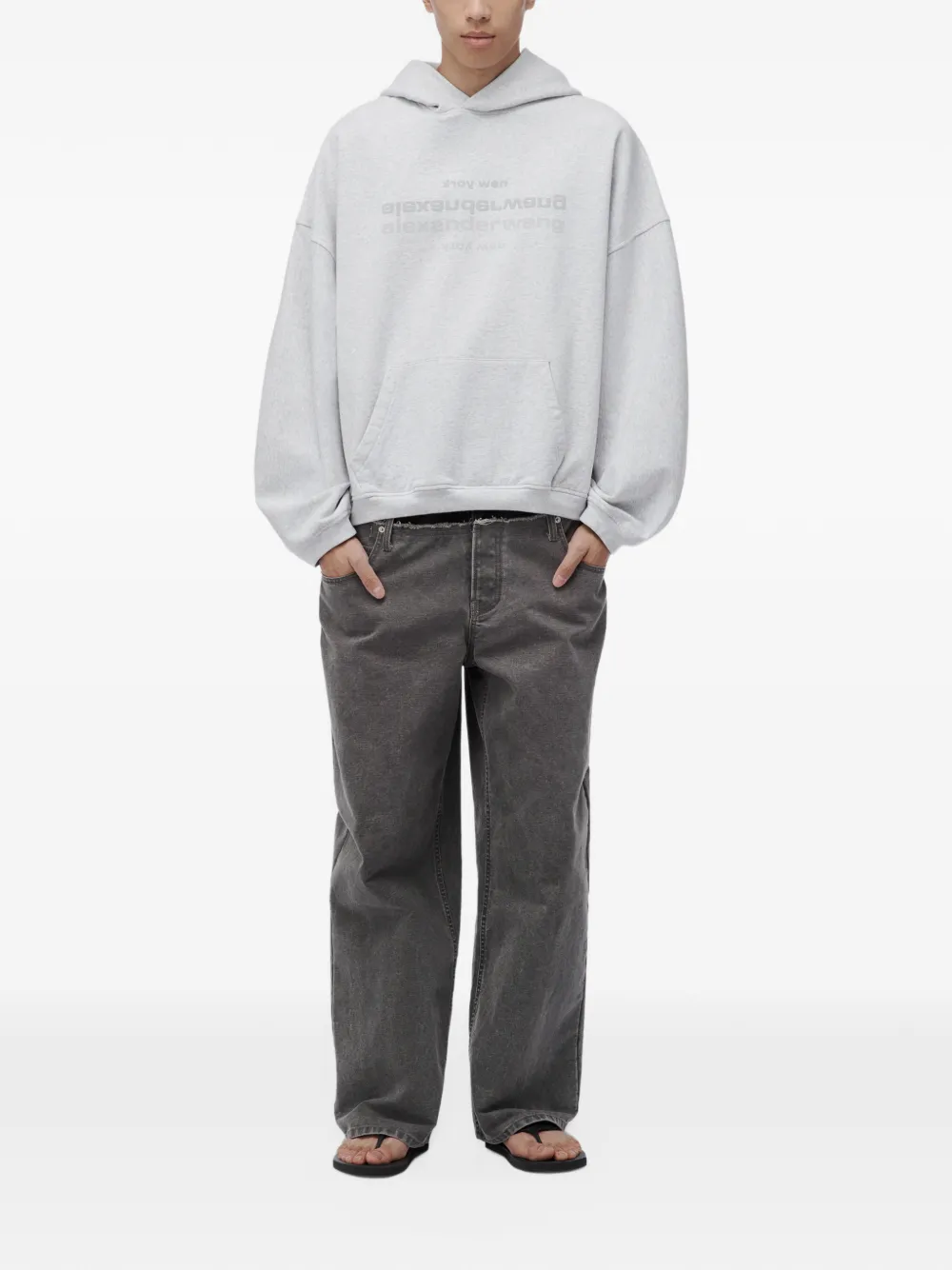 Alexander Wang oversized hoodie w mirror logo Grijs
