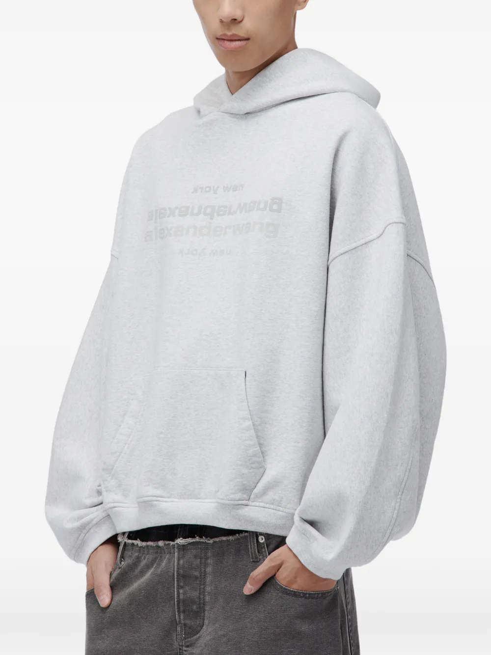 Alexander Wang oversized hoodie w mirror logo Grijs