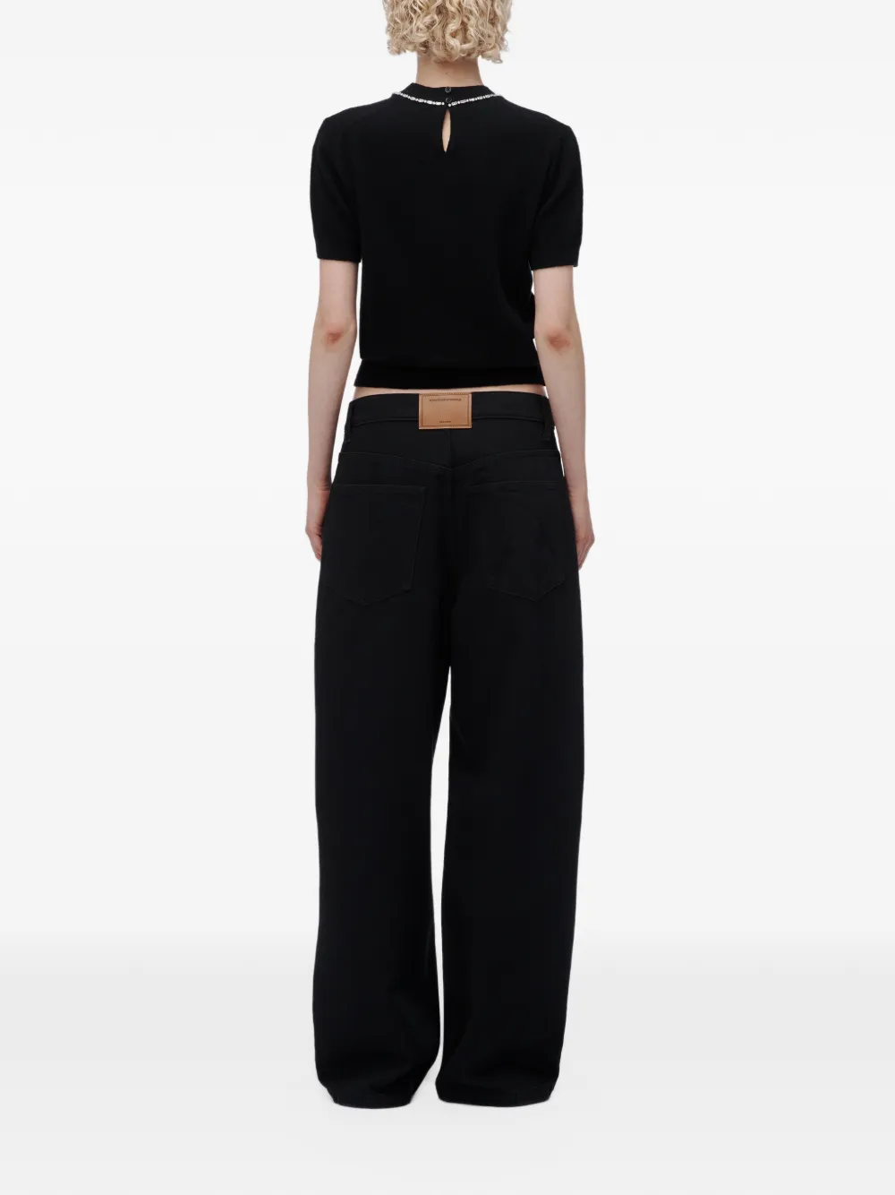 Alexander Wang short-sleeve crew with inlayed crystal top Zwart