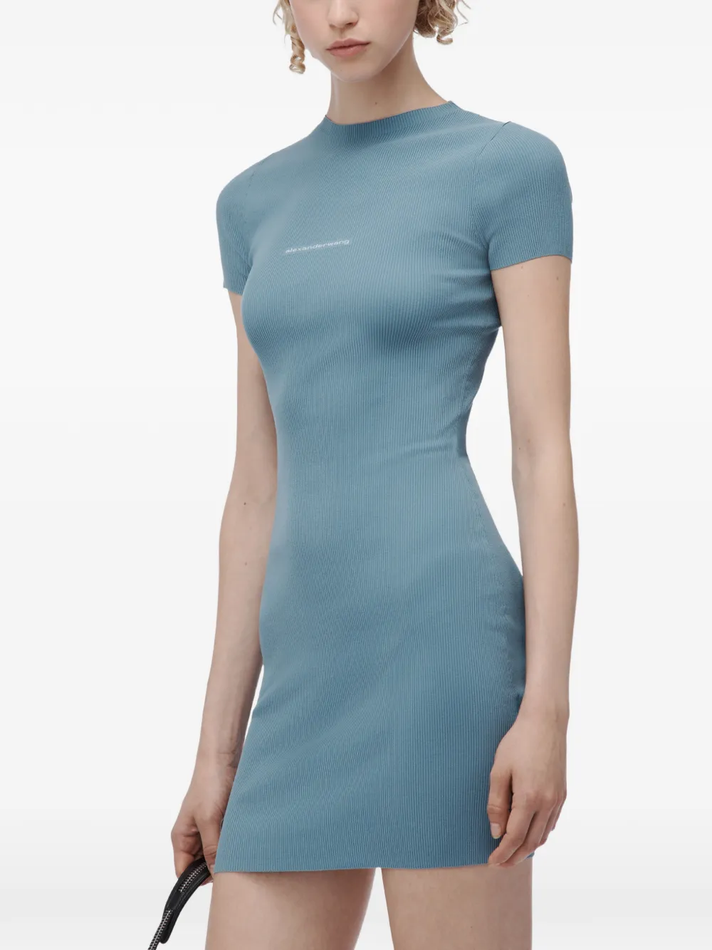 Alexander Wang ss crew-neck mini dress w jacquard logo Blauw