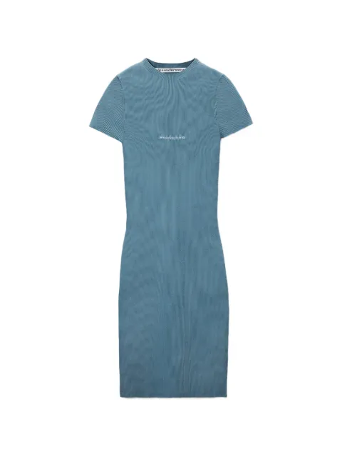 Alexander Wang vestido corto SS con cuello redondo y logo en jacquard