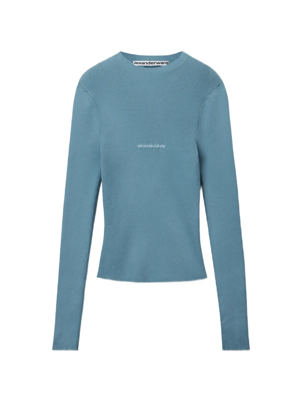 Alexander Wang jacquard logo long-sleeve crew-neck top Blauw