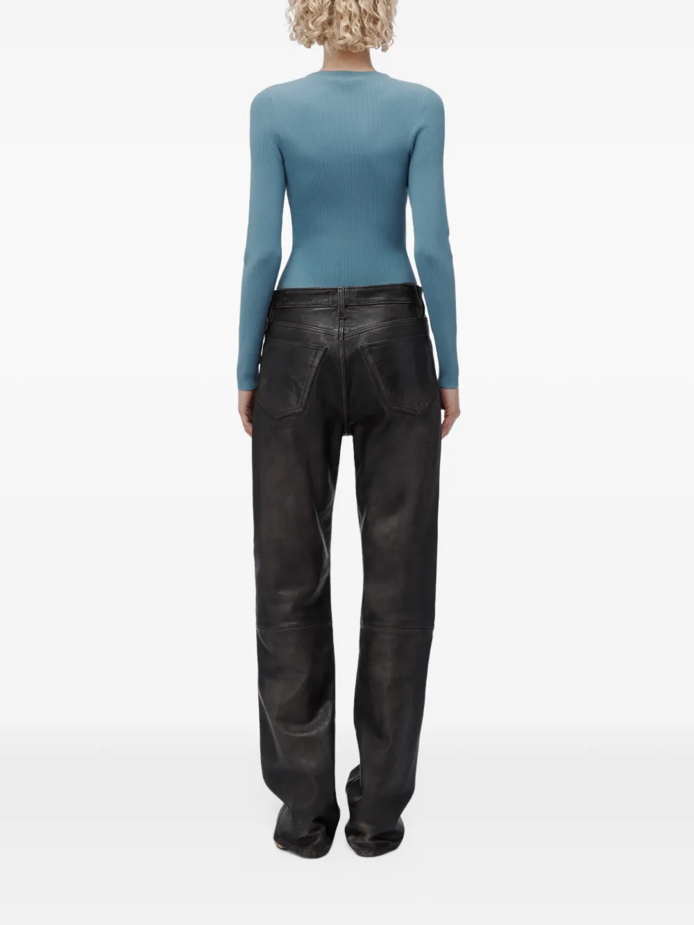 Alexander Wang jacquard logo long-sleeve crew-neck top Blauw