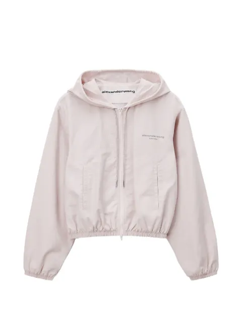 Alexander Wang crystal hotfix drawcord Shrunken hoodie jacket