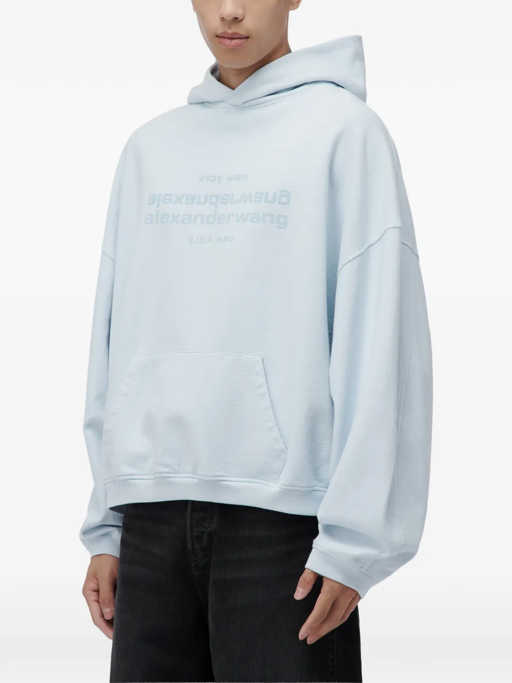 Alexander Wang oversized hoodie w mirror logo Blauw