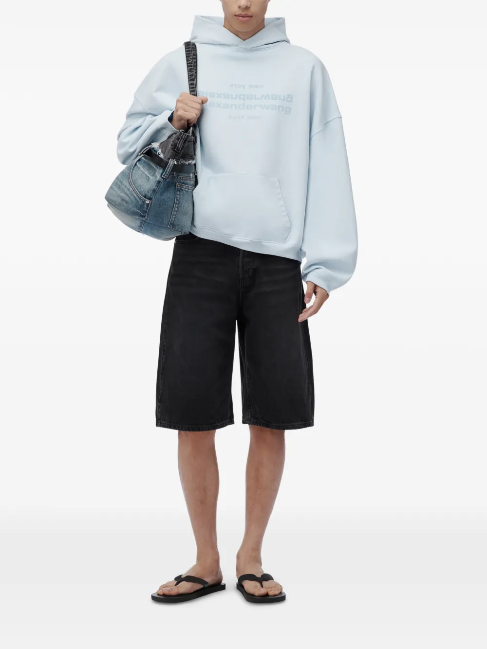 Alexander Wang oversized hoodie w mirror logo Blauw