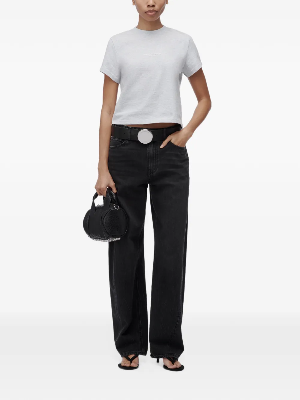 Alexander Wang logo-print Shrunken short-sleeve T-shirt Grijs