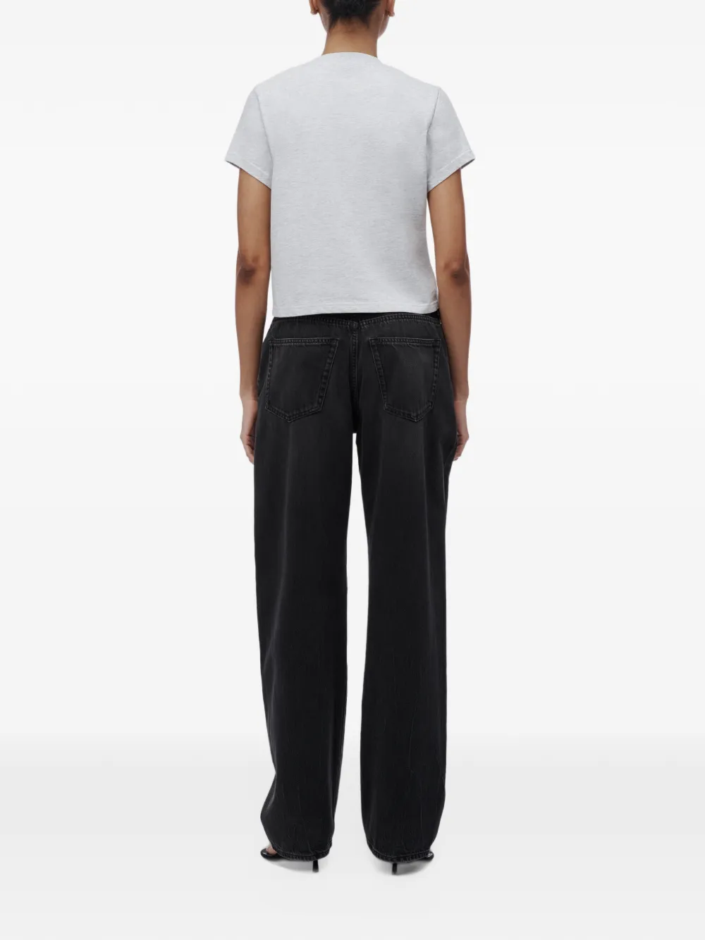 Alexander Wang logo-print Shrunken short-sleeve T-shirt Grijs
