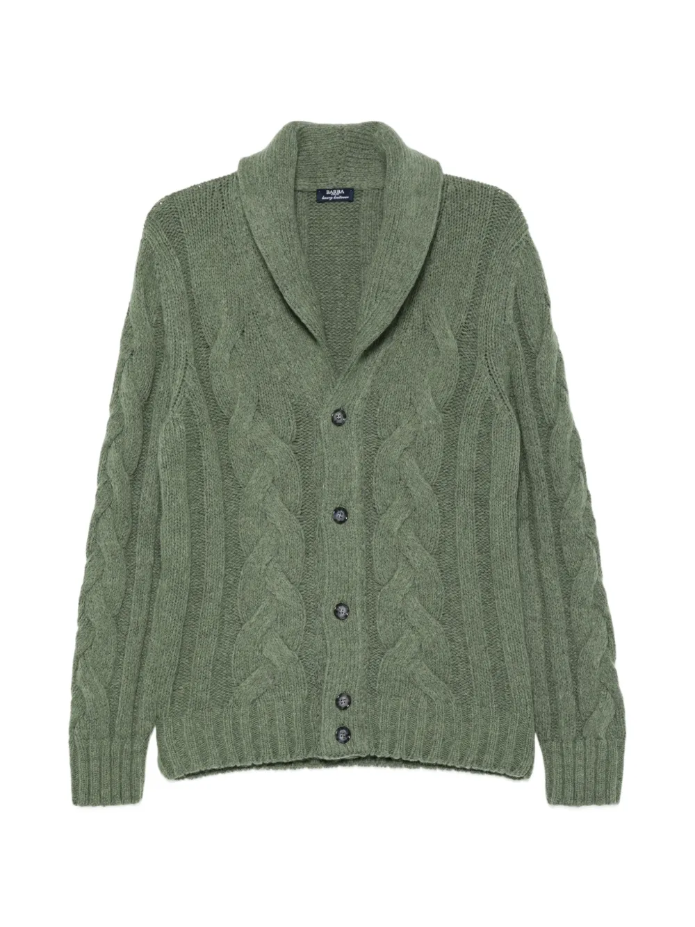 Barba cable-knit shawl-collar cardigan Groen