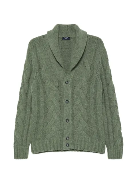 Barba cable-knit shawl-collar cardigan