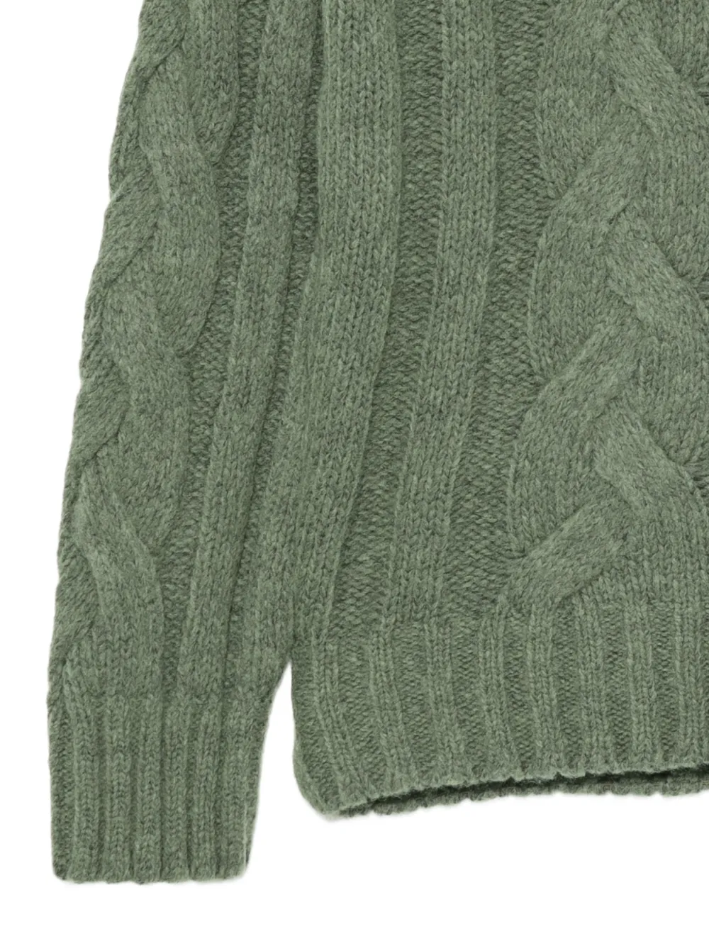 Barba cable-knit shawl-collar cardigan Groen
