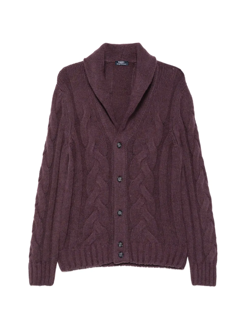 Barba cable-knit shawl-collar cardigan Paars