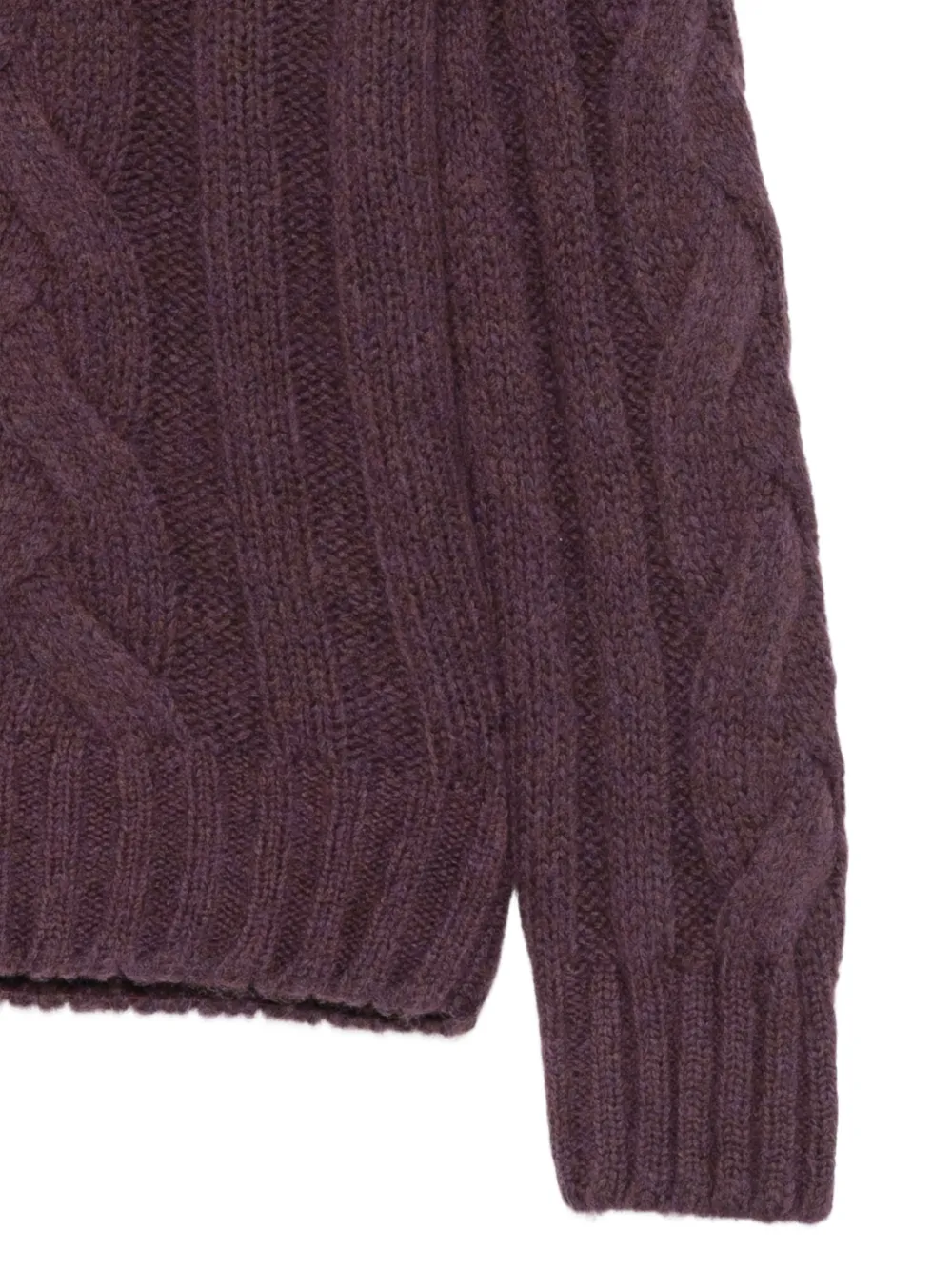 Barba cable-knit shawl-collar cardigan Paars