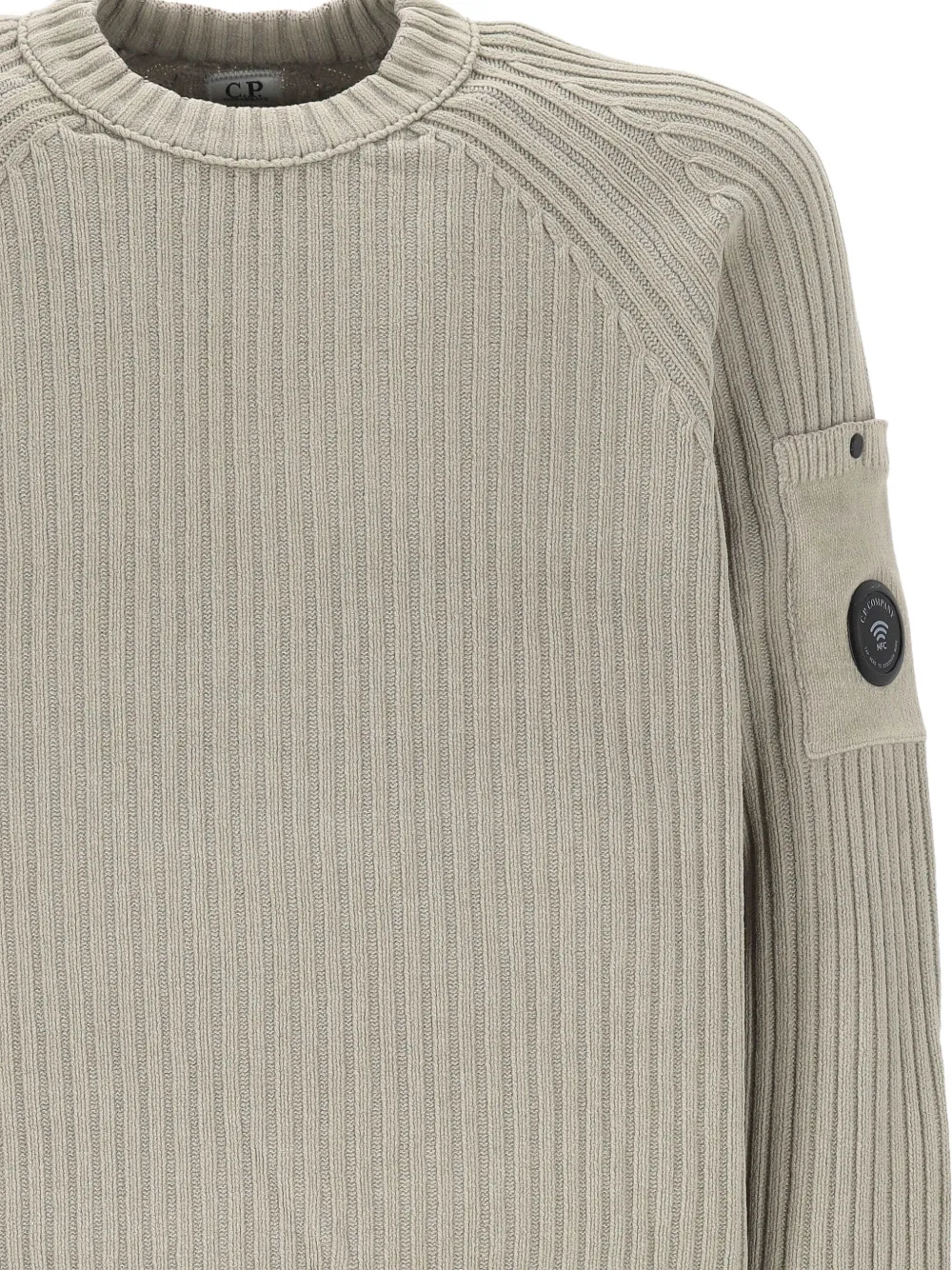 C.P. Company ribbed Lens-detail sweater Beige