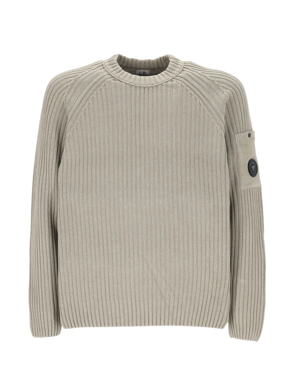 C.P. Company ribbed Lens-detail sweater Beige