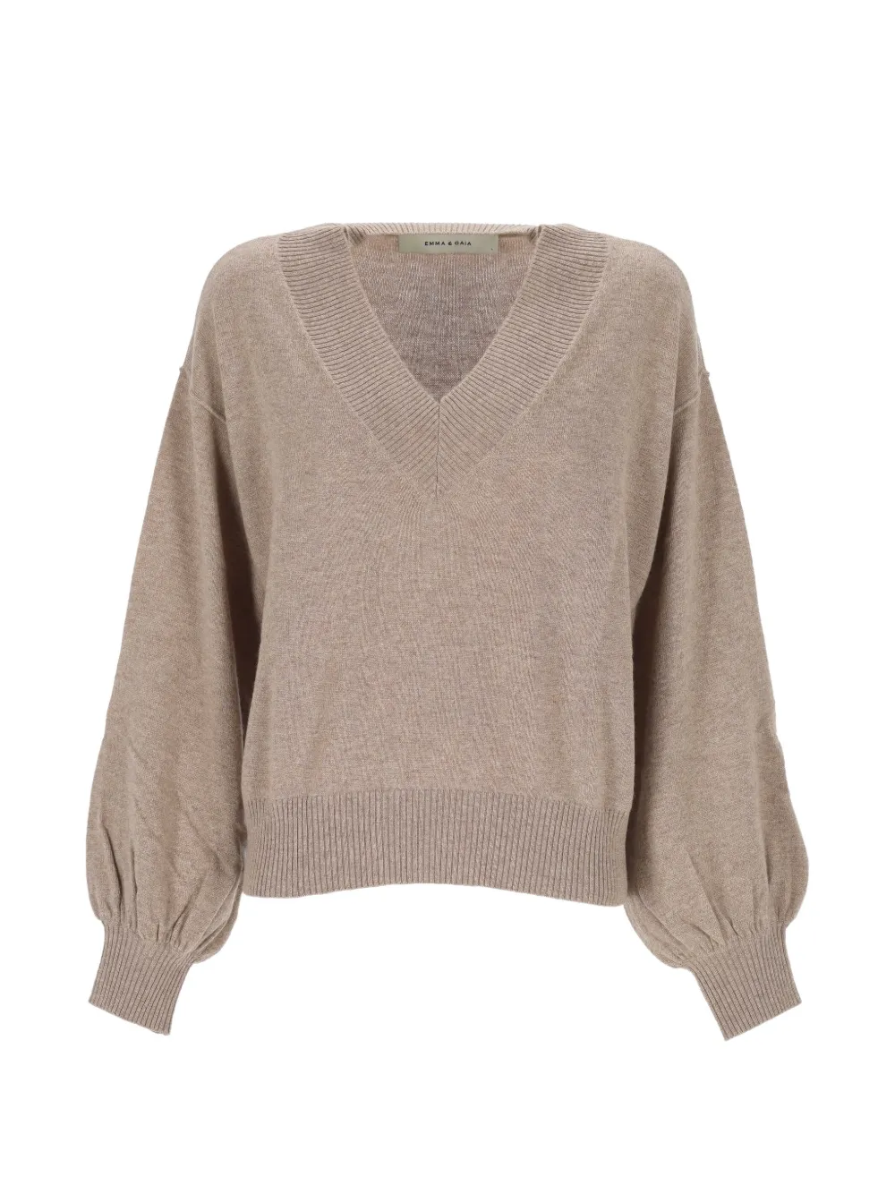 EMMA E GAIA V-neck puff-sleeve sweater - Toni neutri