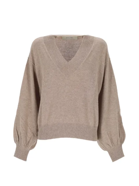 EMMA E GAIA V-neck puff-sleeve sweater