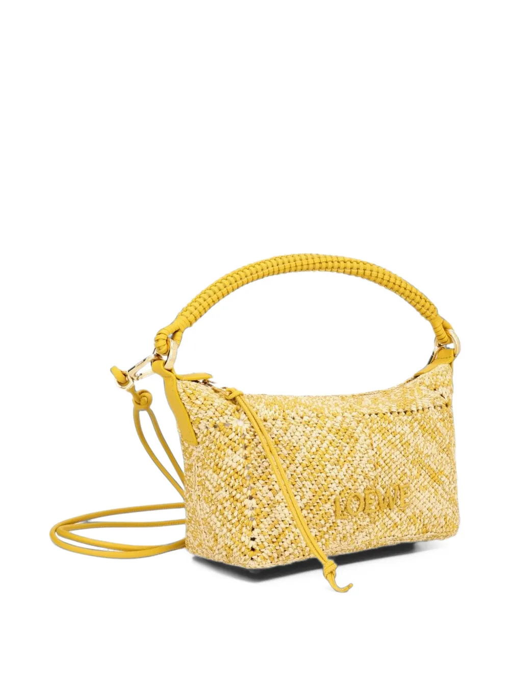 LOEWE Cala mini bag in melange raffia Geel
