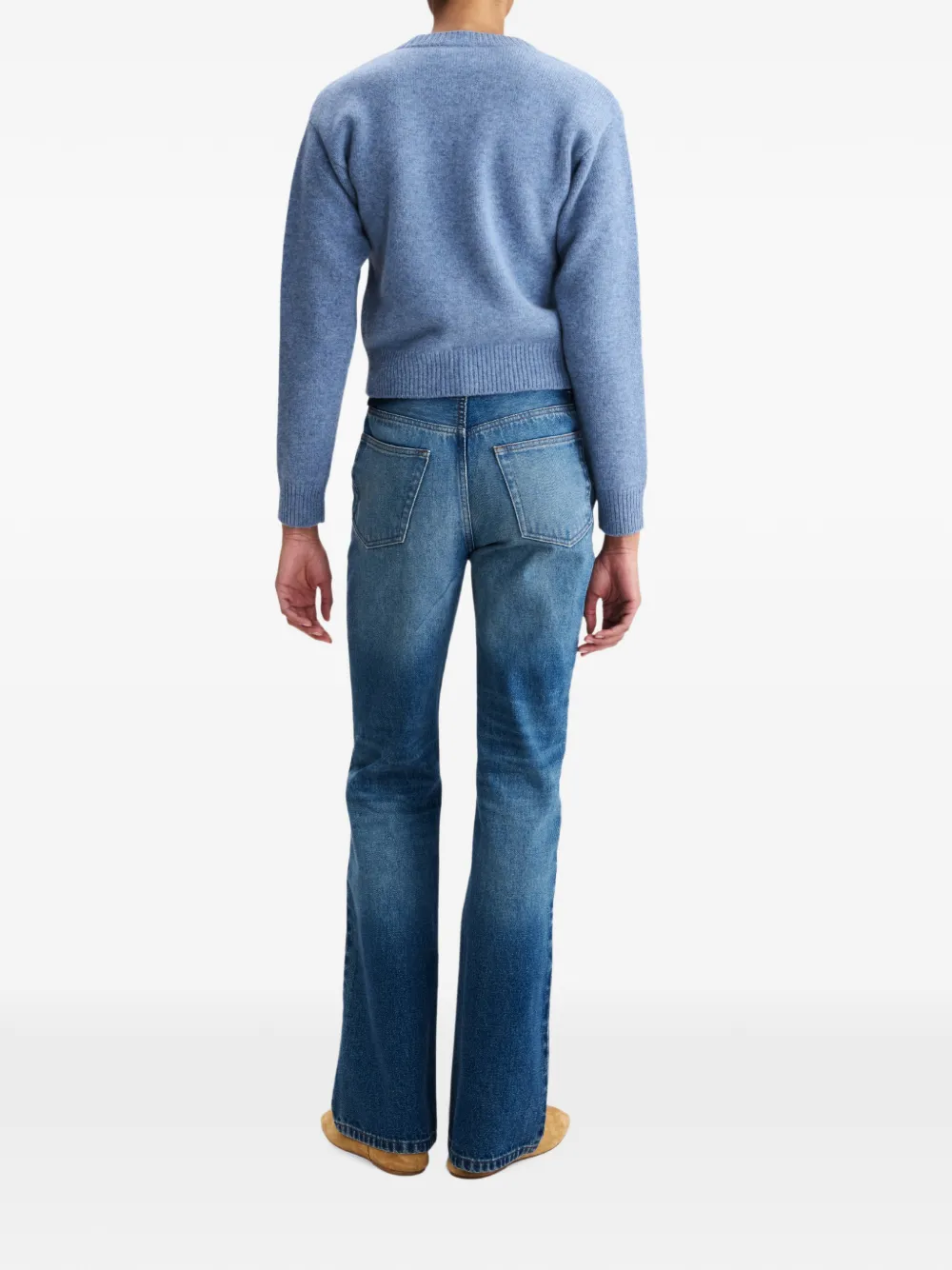 A.P.C. cropped grey-blue wool cardigan Blauw