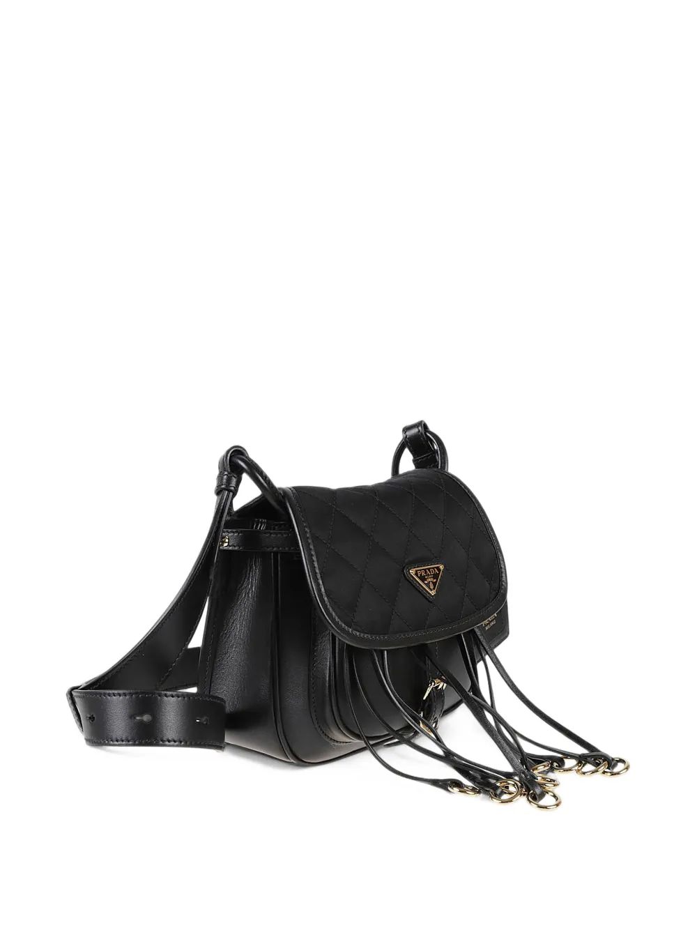 Prada Corsaire Re-Nylon and leather mini shoulder bag Zwart