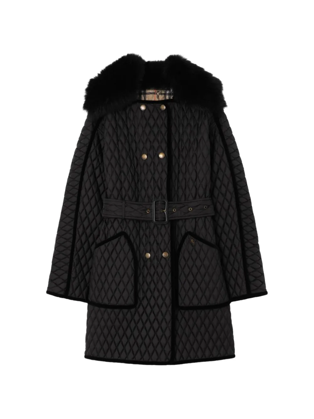 Burberry long quilted nylon Floriston jacket Zwart