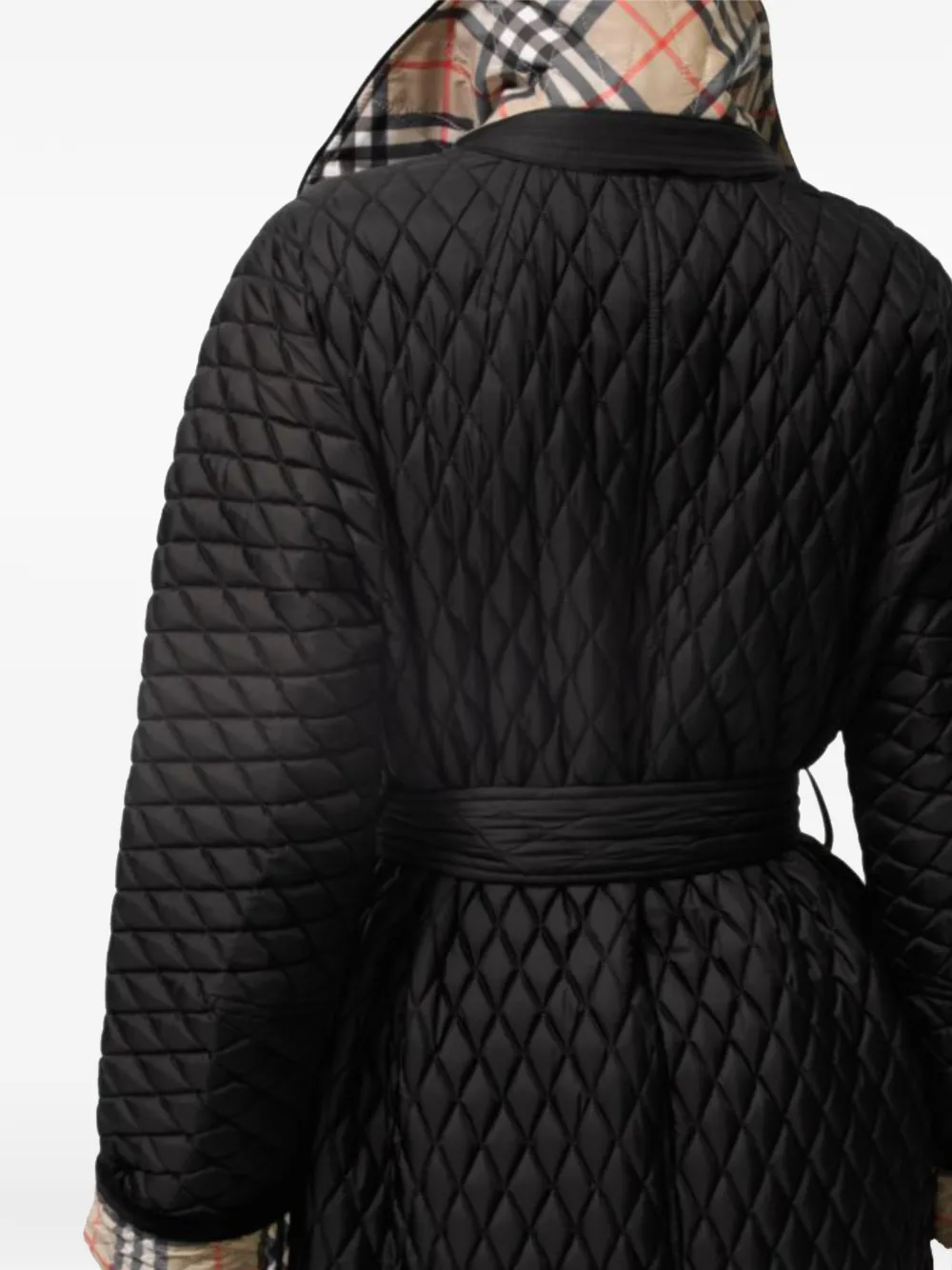 Burberry long quilted nylon Floriston jacket Zwart