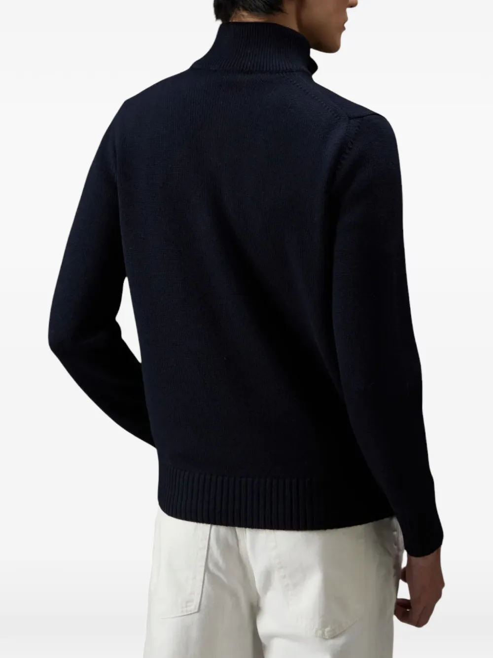 Kangra button-fastening zip-up wool sweater Blauw