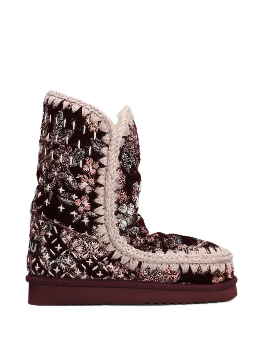 Mou Eskimo 24 floral-embroidered crochet-trim ankle boots