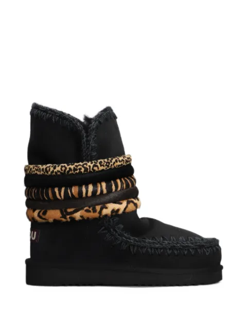 Mou animal-print blanket-stitch boots