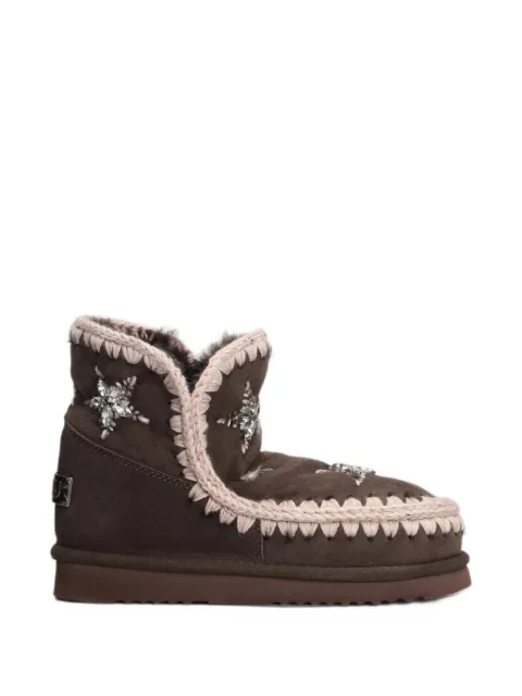 Mou crystal-embellished crochet-trim ankle boots