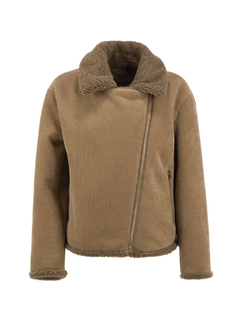 Herno corduroy-effect faux-shearling-trim jacket
