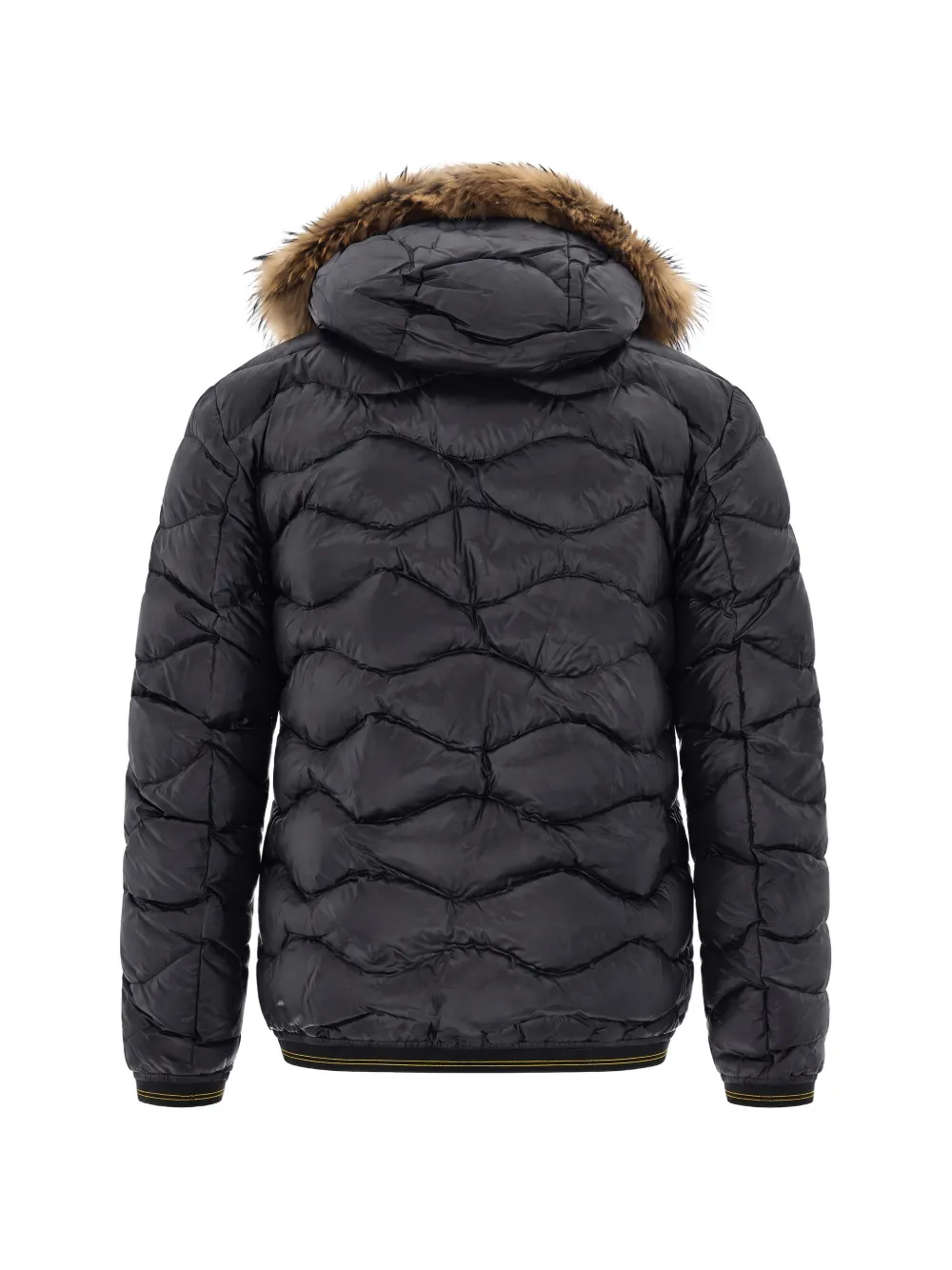 Blauer faux-fur trim wave-quilted jacket Zwart