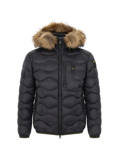 Blauer faux-fur trim wave-quilted jacket