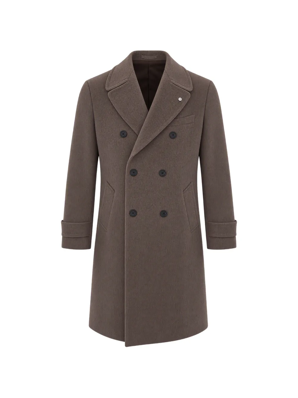 L.B.M. 1911 double-breasted peak-lapel coat - Marrone