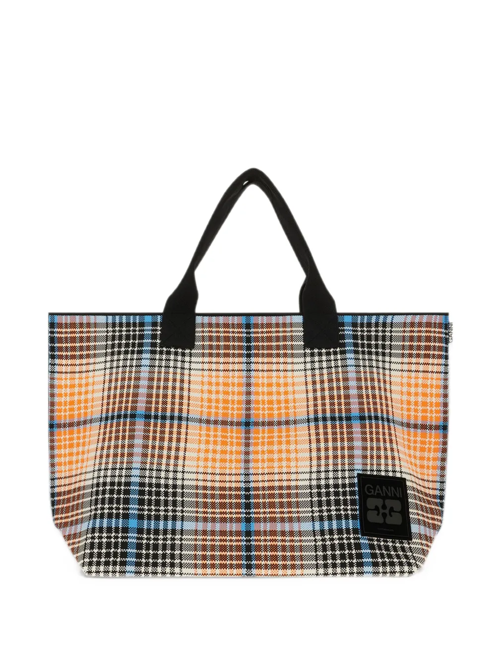 GANNI check-pattern tote bag - Arancione