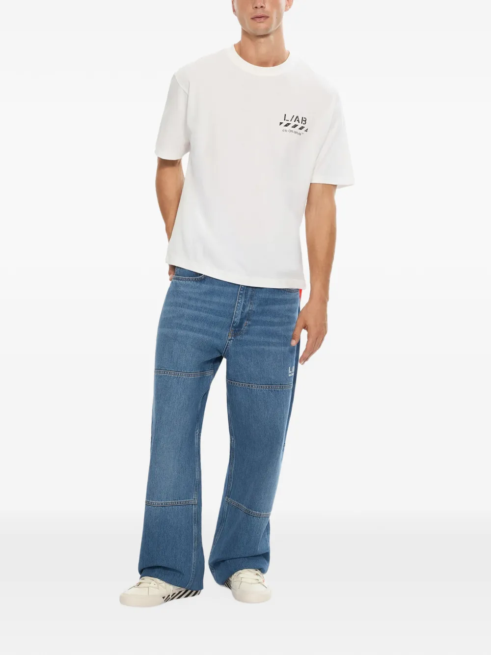 L ab c o Off-White Diagonal wide-leg jeans Blauw