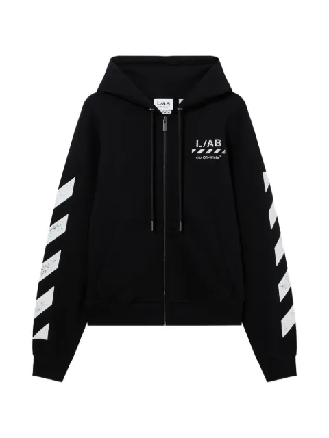 L/ab c/o Off-White Diagonal-print zip-up hoodie