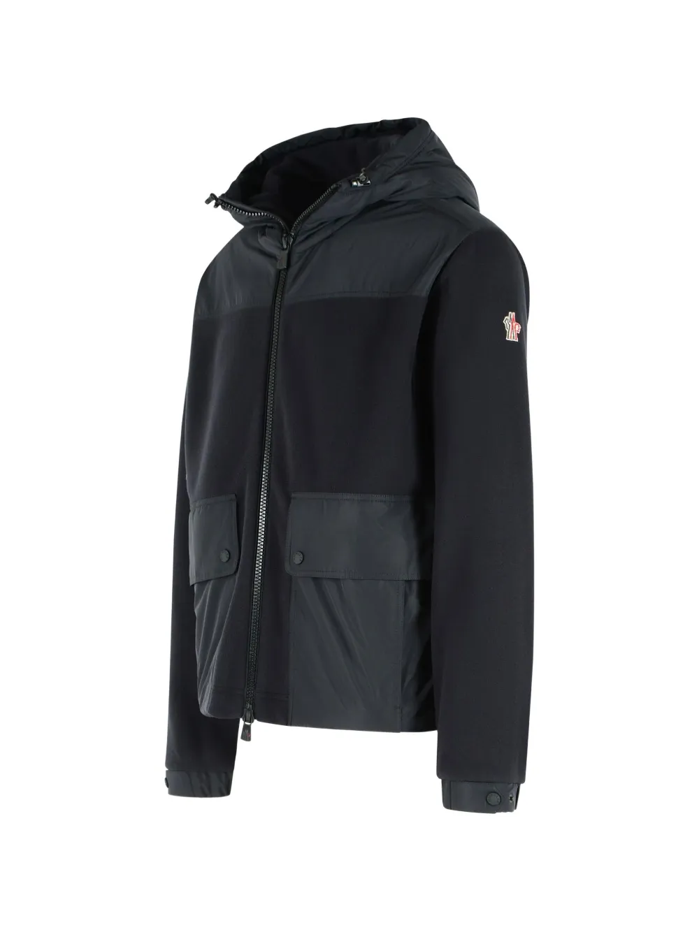 Moncler Grenoble Polartec panelled hooded jacket Zwart