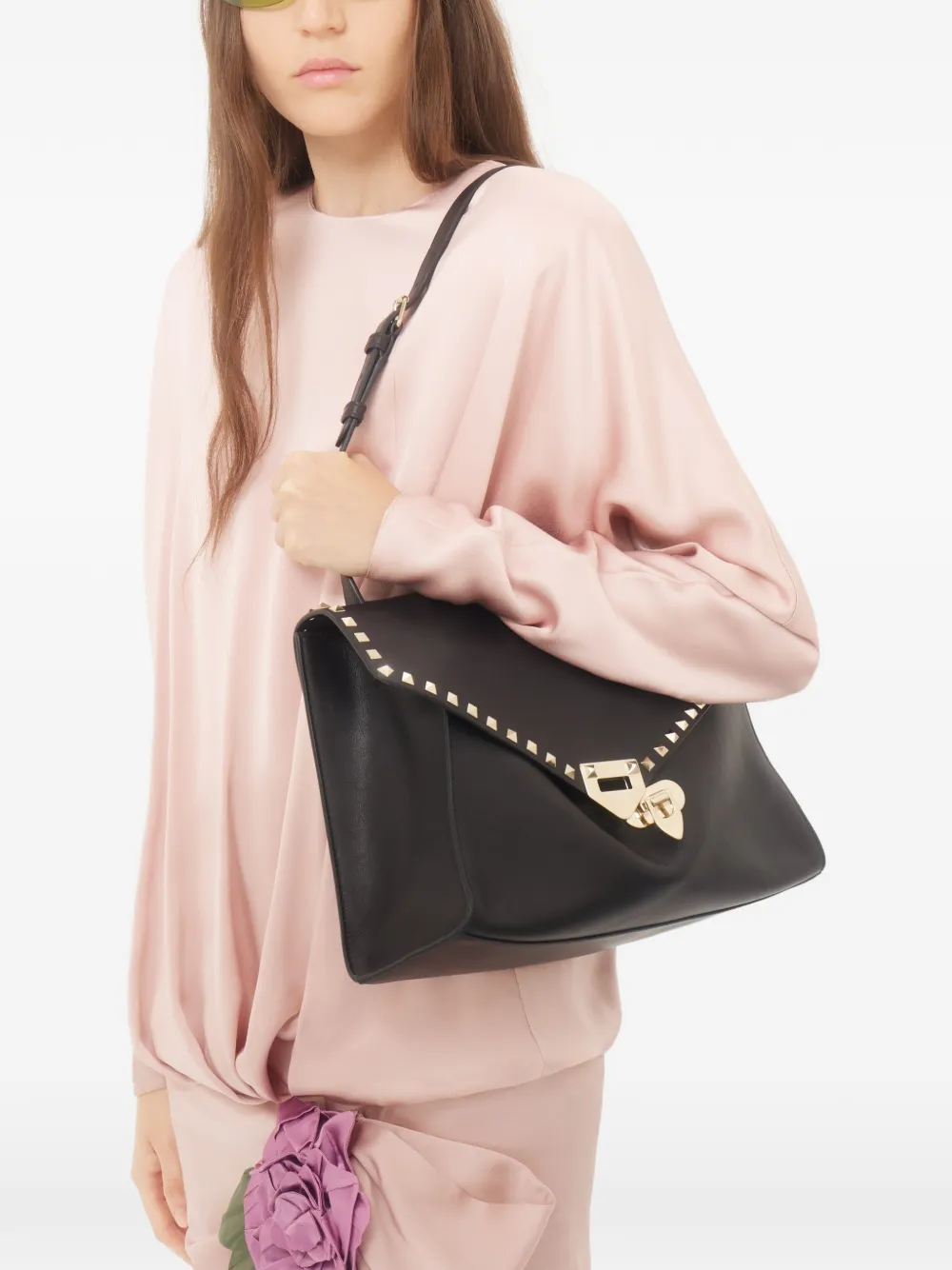 Valentino Garavani Jurk met gedrapeerd geknoopt detail en bloemapplicatie Roze