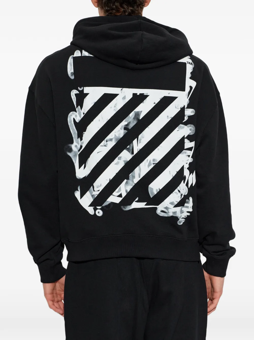 L ab c o Off-White Diagonal graffiti-print hoodie Zwart