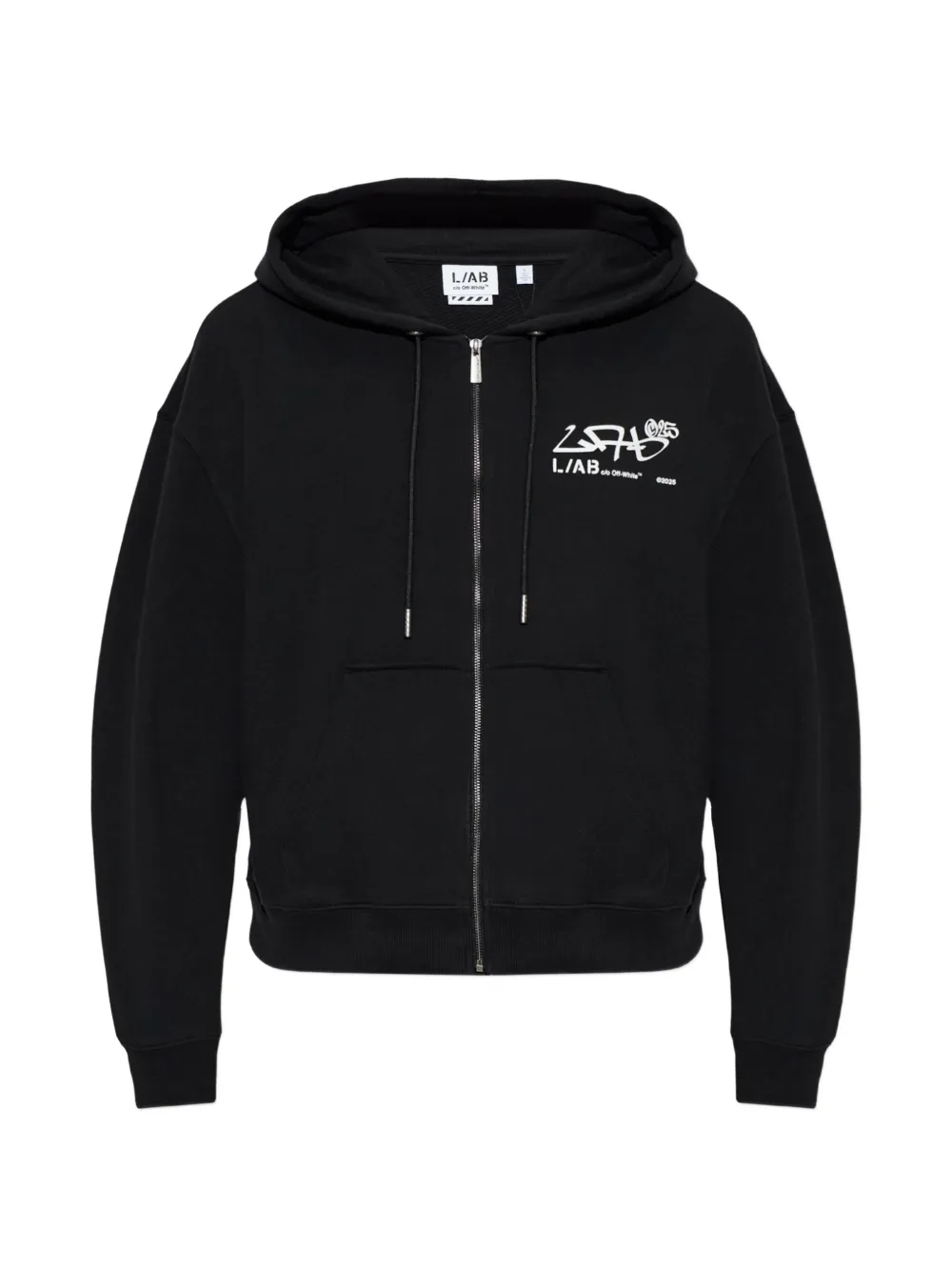 L ab c o Off-White Diagonal graffiti-print hoodie Zwart
