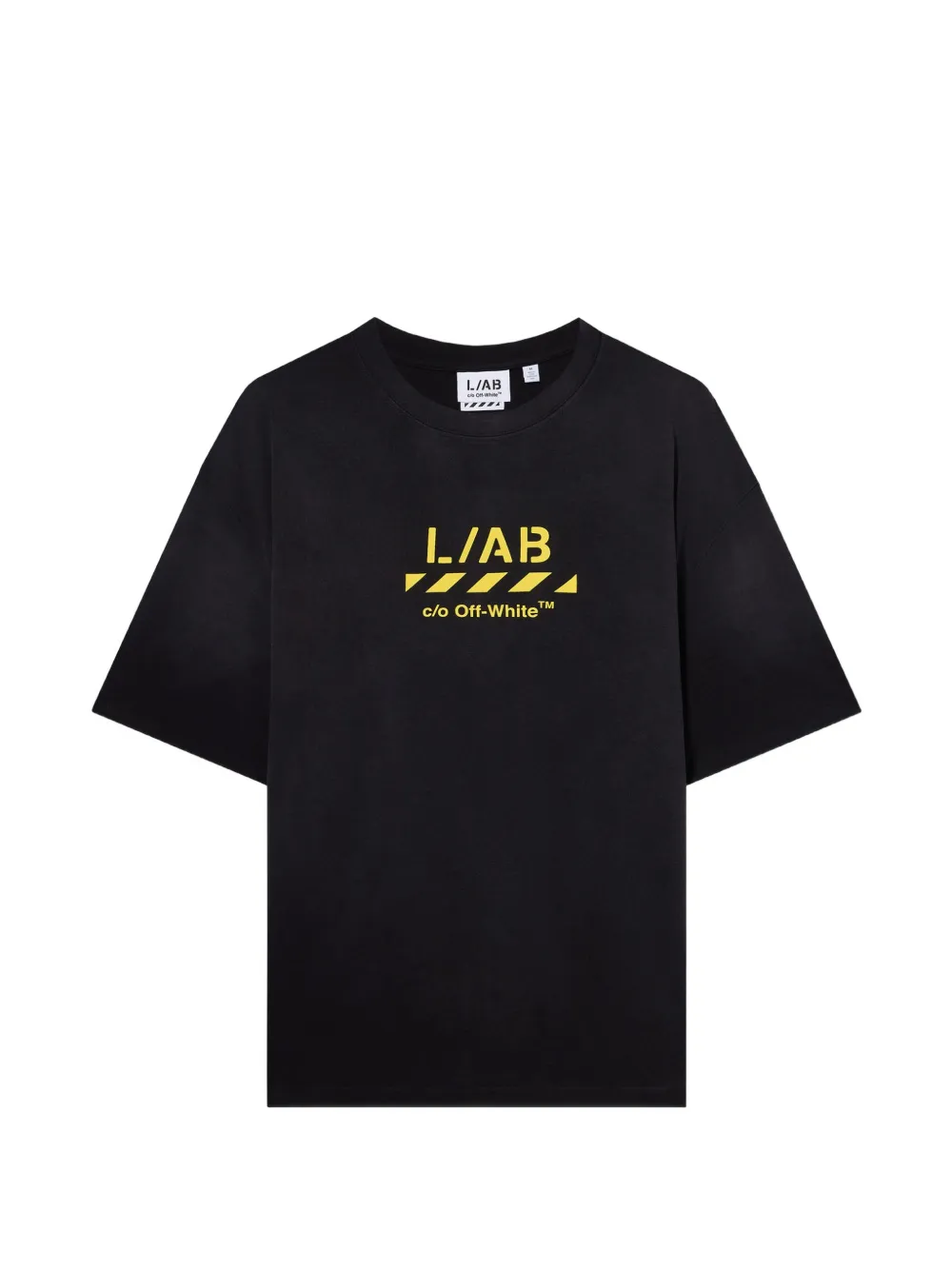 L ab c o Off-White Diagonal T-shirt Zwart