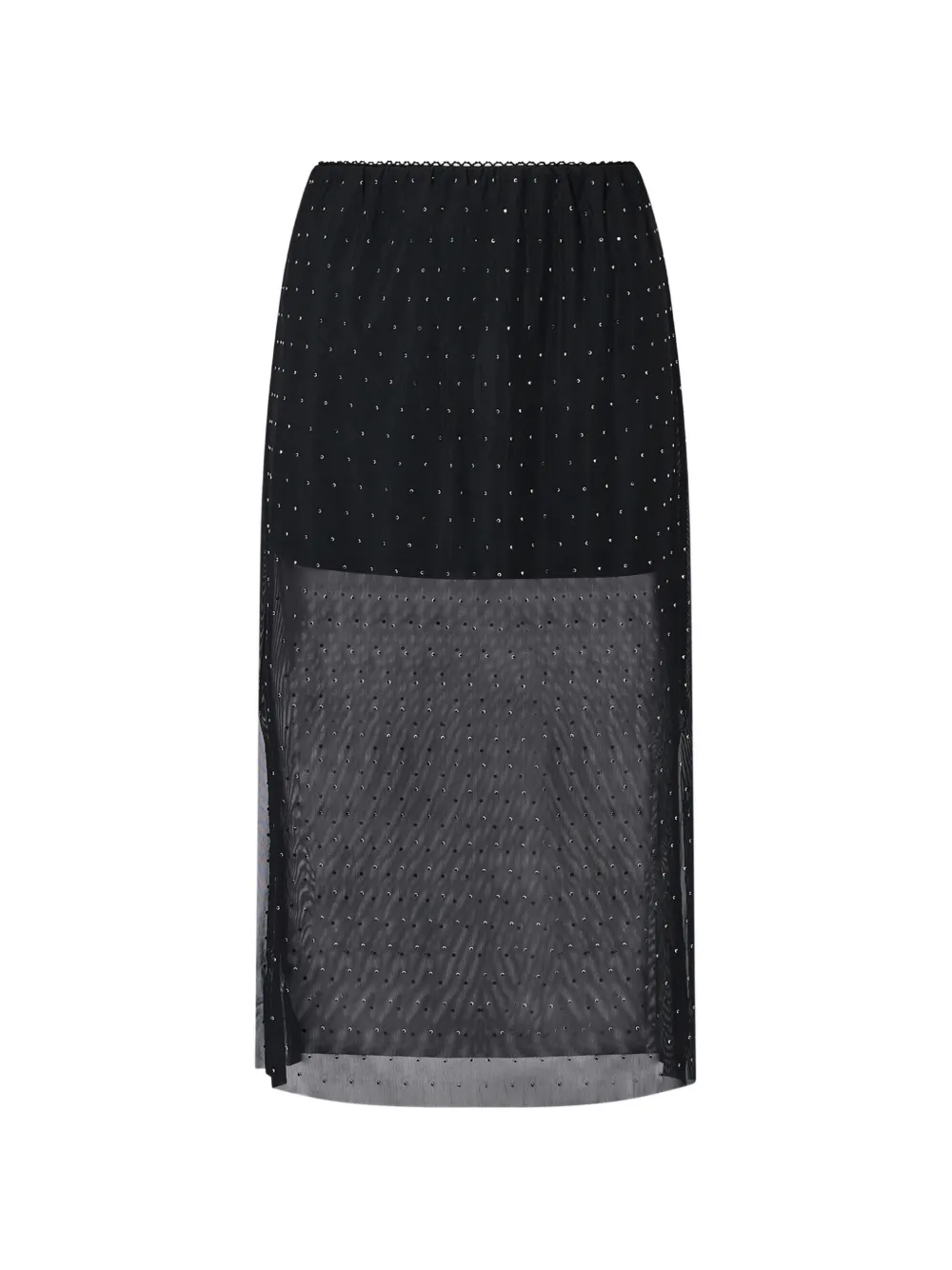 LIU JO midi skirt in tulle with jewel embroidery Zwart