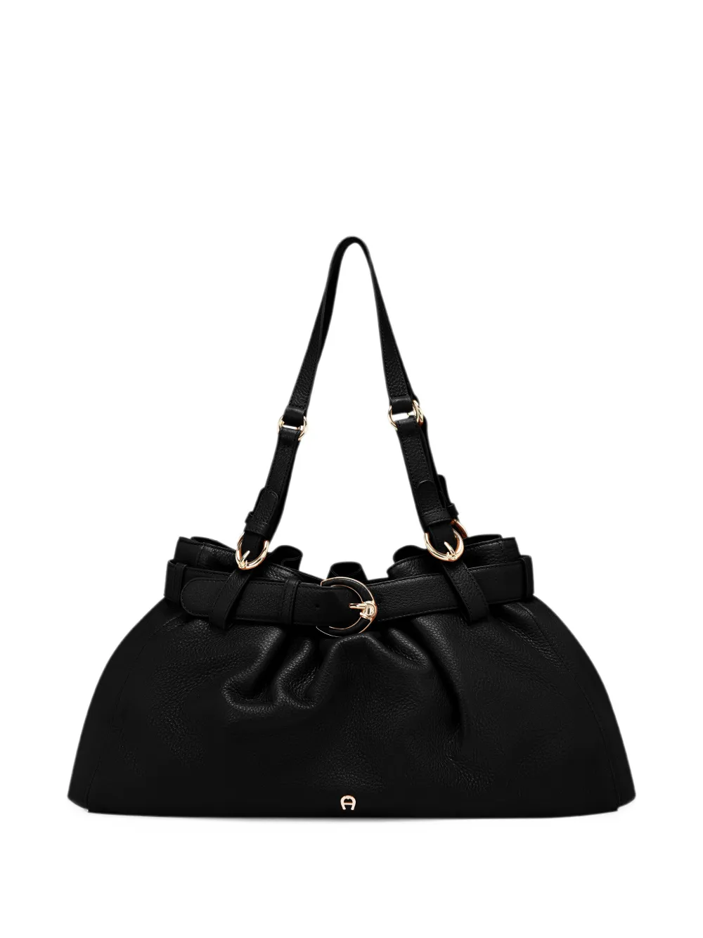 AIGNER buckle-detail grained-leather shoulder bag - Nero